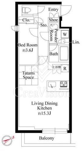 ラヴィエール千駄ヶ谷プレミアムレジデンス 1LDK　間取り図