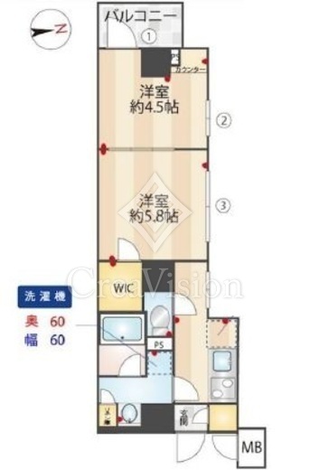 ZOOM信濃町 1DK　間取り