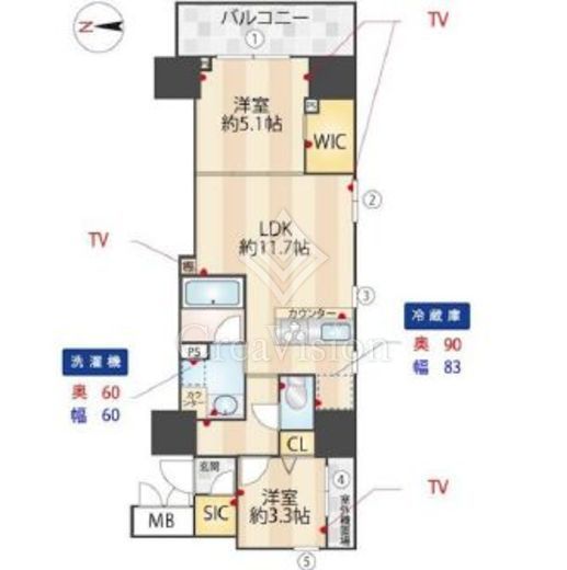 ZOOM信濃町 2LDK　間取り