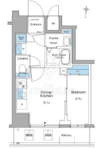 ルフォンリヴェント清澄白河 1DK　間取り