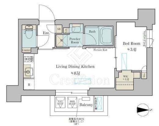ブリリアイスト武蔵小杉 1LDK　間取り