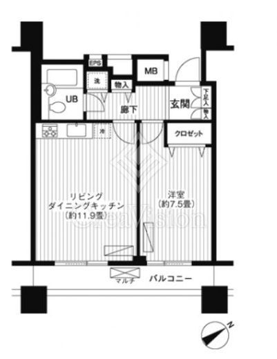 LOOP-M 1LDK　間取り図