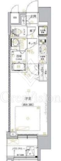 クレイシア芝浦 1K　間取り図