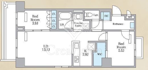 ロイジェント西新井 2LDK　間取り