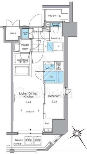 ルフォンプログレ横浜関内 1LDK　間取り図