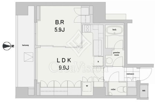 KDXレジデンス南麻布 1LDK 間取り図