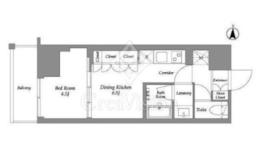 ウエリスアーバン住吉WEST 1DK　間取り図