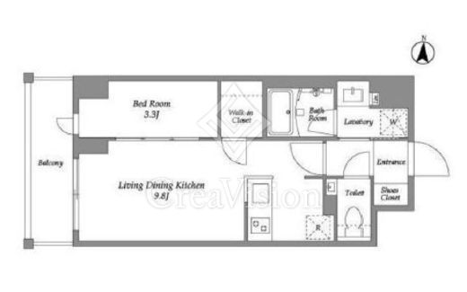 ウエリスアーバン住吉WEST 1LDK　間取り図