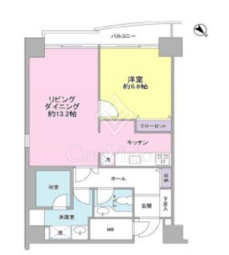 四番町プラザ 1LDK　間取り図