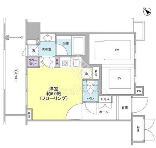 クオリア銀座 1K　間取り図