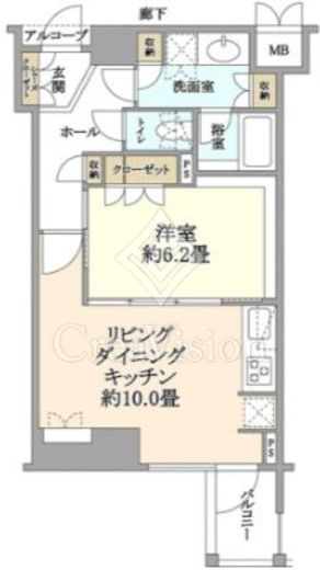 クオリア銀座 1LDK　間取り図