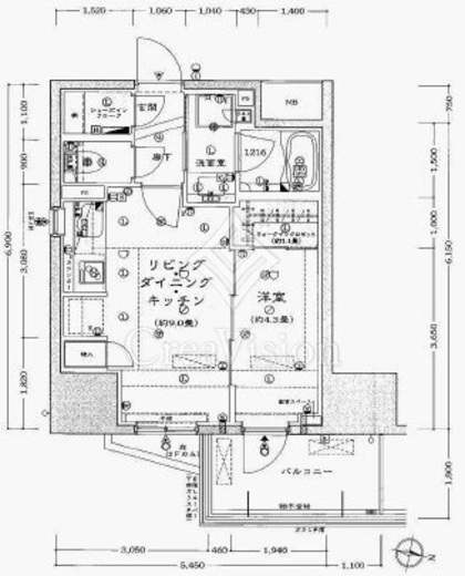 ベリスタ神楽坂 1LDK　間取り図