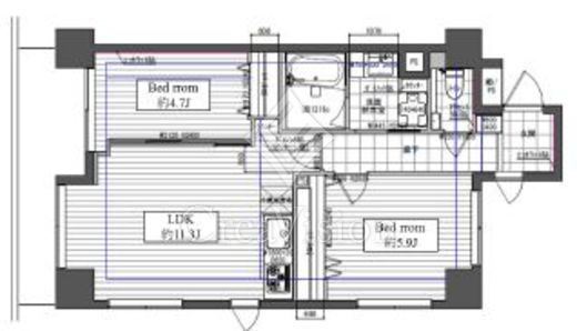 アーバンパーク麻布十番 2LDK　間取り図