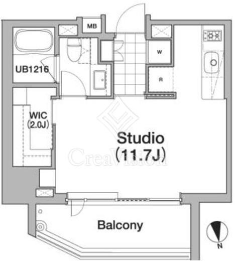 アパートメンツタワー六本木 1R　間取り図