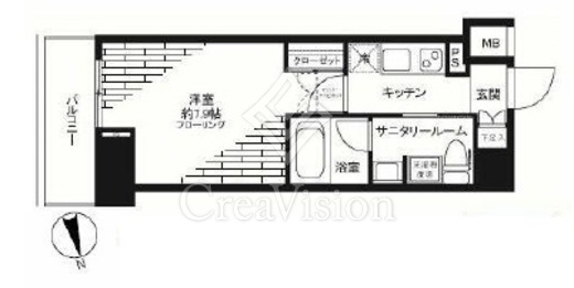 ステージグランデ芝大門 1K　間取り図