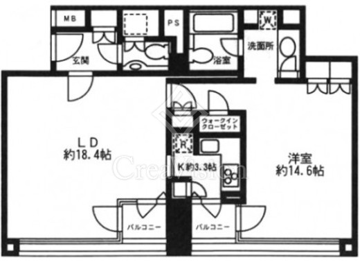 ストーリア赤坂 1ＬＤＫ　間取り図