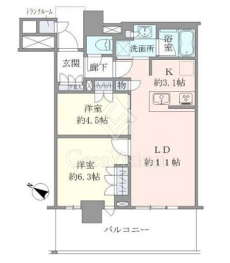 ブリリア有明シティタワー 間取り　2LDK