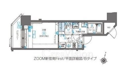 ZOOM新宿南First 間取り　1K