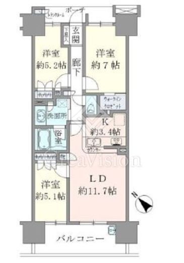 東京フロントコート 間取り　3LDK