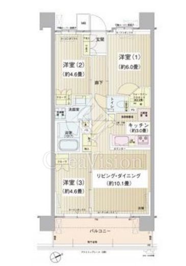 パークホームズ清澄白河 3LDK　間取り図