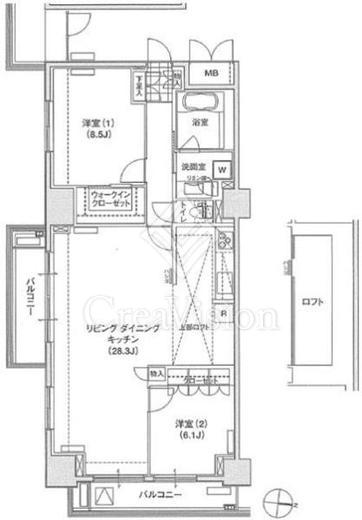 ブリリアイスト東雲キャナルコート 2LDK　間取り