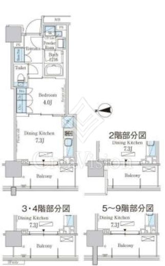 パークアクシス池田山 1DK　間取り図