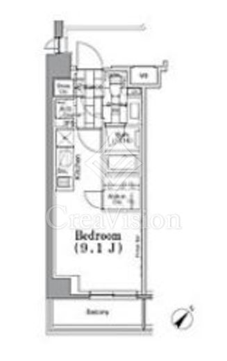 ONE ROOF FLAT TSUKISHIMA (ワンルーフフラット月島) 1K　間取り図