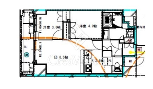 レジディア新御徒町2 間取り　2LDK