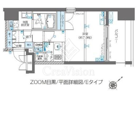 ZOOM目黒 間取り　1R