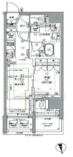 ディヴレ神楽坂 1LDK　間取り図