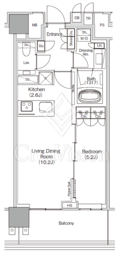 ＪＩＹＵＧＡＯＫＡ　ＭＵＳＥ　ＳＱＵＡＲＥ　ＴＨＥ　ＲＥＳＩＤＥＮＣＥ 1LDK　間取り
