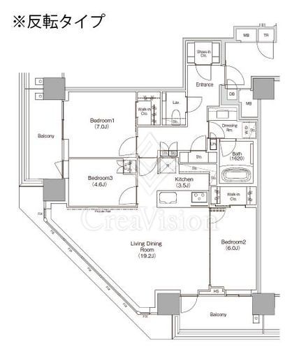 ＪＩＹＵＧＡＯＫＡ　ＭＵＳＥ　ＳＱＵＡＲＥ　ＴＨＥ　ＲＥＳＩＤＥＮＣＥ 3LDK　間取り図