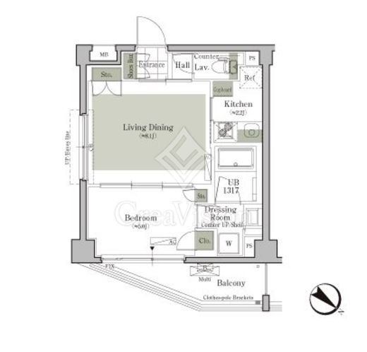 パークキューブ西ヶ原ステージ 1ＬＤＫ　間取り図