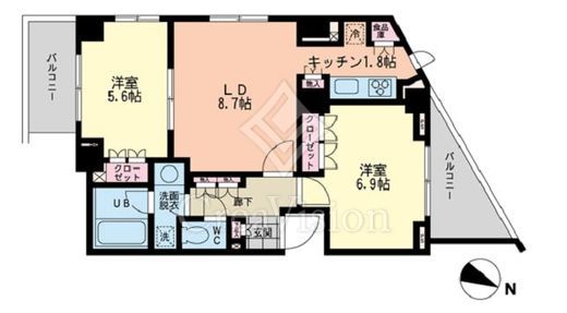 エスティメゾン哲学堂 2LDK　間取り図