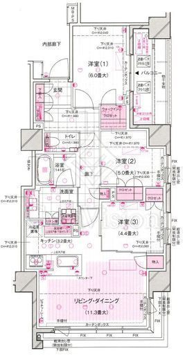 ブランズ九段北 3LDK　間取り図
