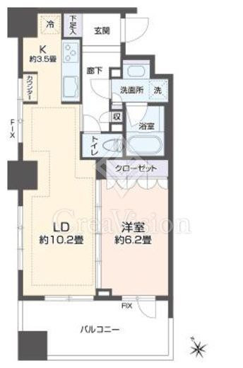 リエトコート浅草橋 1LDK　間取り図