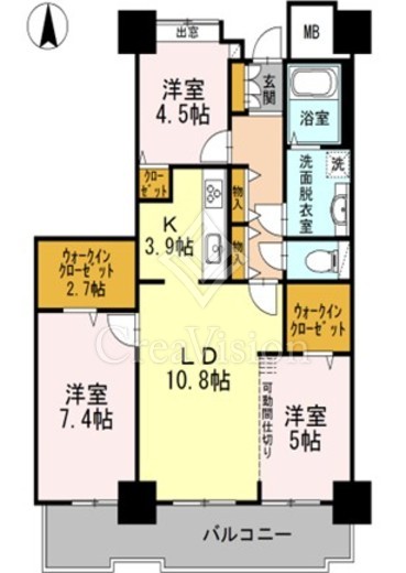 品川シーサイドビュータワー1 3LDK　間取り