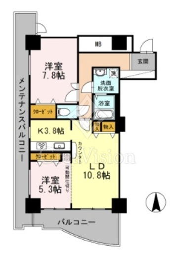 品川シーサイドビュータワー2 2LDK 間取り図