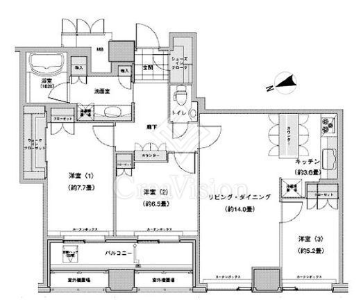 ウエストパークタワー池袋 3DLK間取り