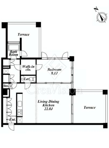 クイズ広尾 1LDK　間取り図