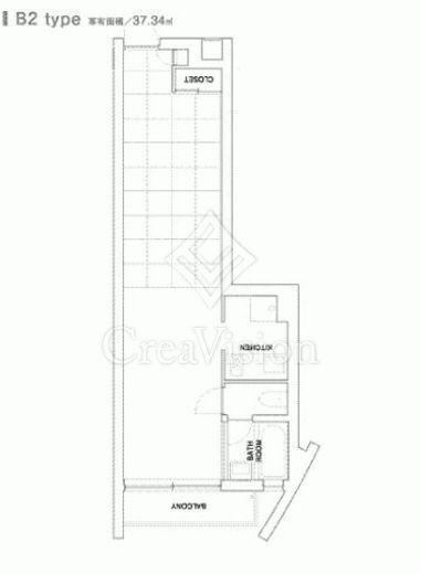 コートモデリア六本木 1R　間取り図