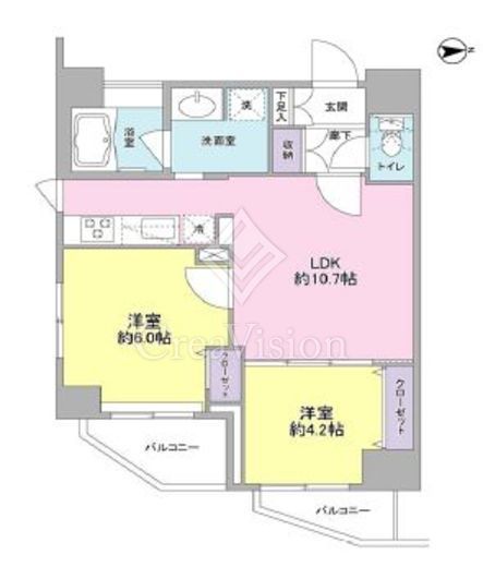 コンフォリア西蒲田 2LDK　間取り図