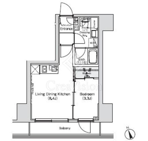 ベルビュー新橋 1ＬＤＫ　間取り