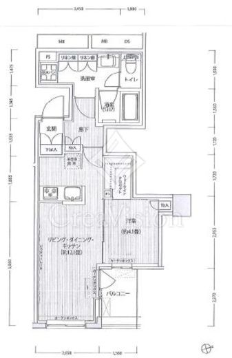 御幸レジデンス日本橋茅場町 1LDK　間取り