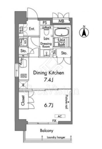 エステマール芝公園 1DK　間取り図