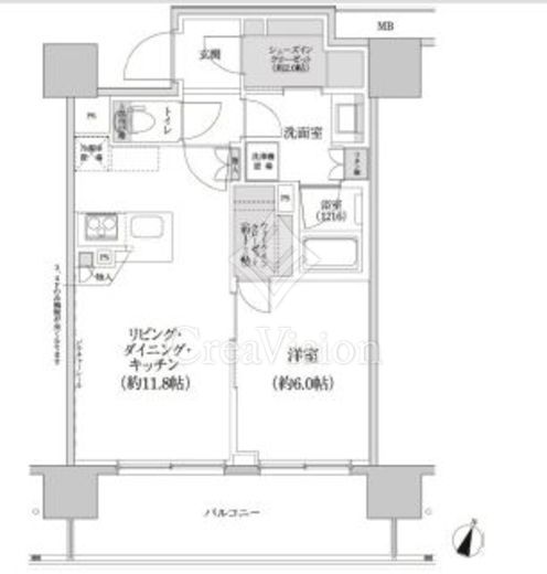 パークハビオ渋谷本町レジデンス 1LDK　間取り