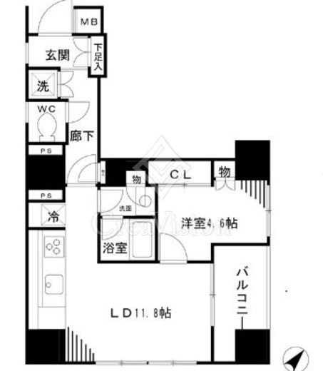 パークリュクス銀座mono 1ＬＤＫ　間取り