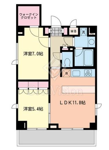 エスティメゾン代沢 2LDK　間取り