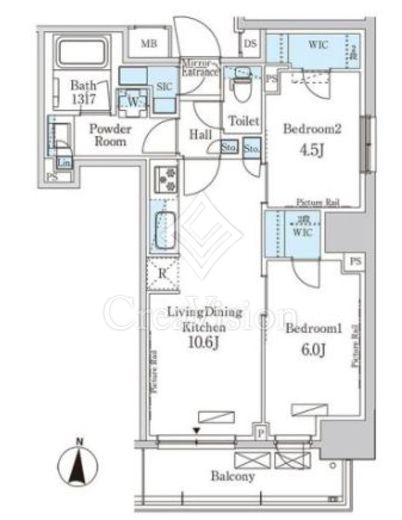 パークアクシス錦糸町 2LDK　間取り