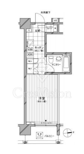 カスタリア麻布十番七面坂 間取り　1R